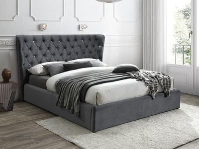 Кровать двуспальная SIGNAL Carven VELVET 160х200 (серый)