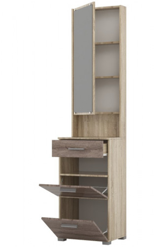 Тумба для обуви с зеркалом EVR- Бриз ТО-4 дуб Сонома + фасад трюфель