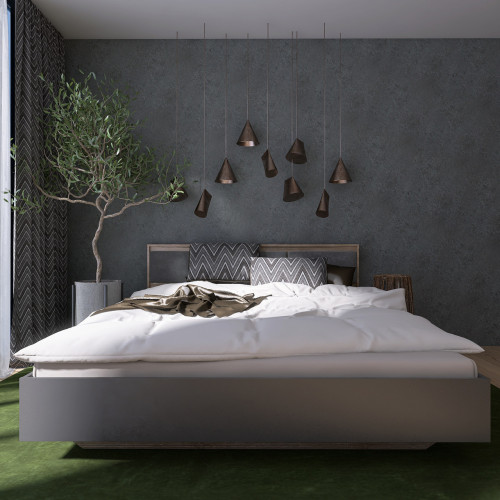 Кровать с мягким изголовьем EVR- Сити (основа подъемный механизм) дуб Сонома + графит