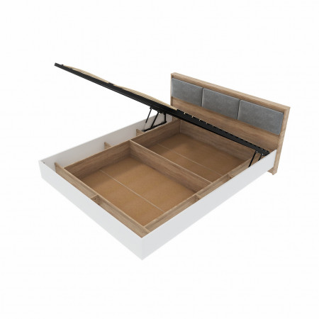 Кровать с мягким изголовьем EVR- Сити (основа подъемный механизм) дуб Сонома + графит