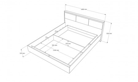 Кровать с мягким изголовьем EVR- Сити (основа подъемный механизм) дуб Сонома + графит