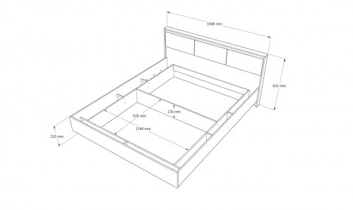 Кровать с мягким изголовьем EVR- Сити (основа подъемный механизм) дуб Сонома + графит