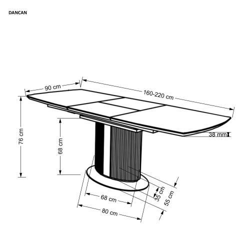 Комплект обеденный HALMAR стол DANCAN + 4 кресла K-494