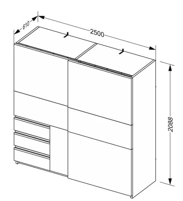 Шкаф - купе MRK- Вильма 1,75; 2,15; 2,5м Бетон темный/ дуб Артизан
