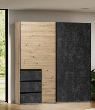 Шкаф - купе MRK- Вильма 1,75; 2,15; 2,5м Бетон темный/ дуб Артизан