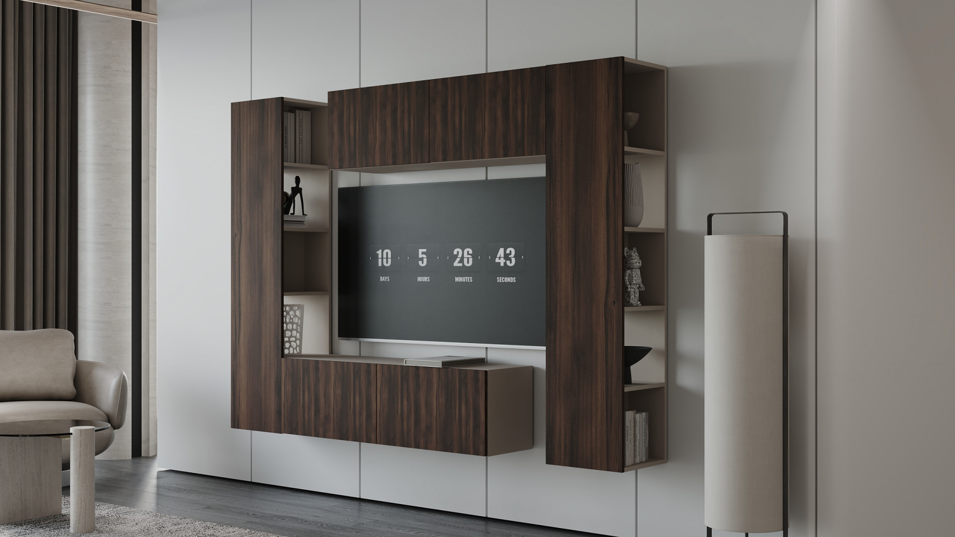 Гостиная (тумба верх/низ + пенал левый/правый) ViA- ВТ-1