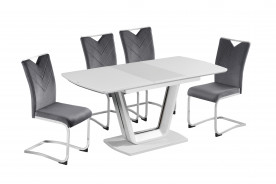 Стол обеденный IMP- Asti светло-серый, МДФ + стекло, 120 см