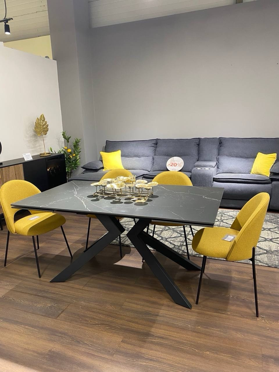 Стол обеденный TOP- Монако черный мат/черные ноги    