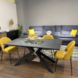 Стол обеденный TOP- Монако черный мат/черные ноги    