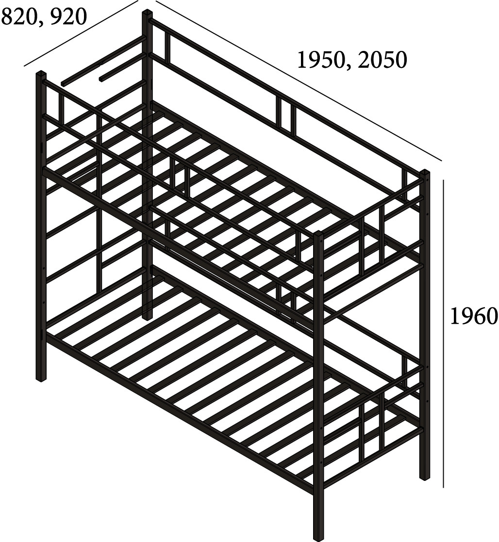 Кровать двухъярусная металлическая MTD- Дабл