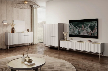 Тумба под телевизор Perfect Home Левел / Level 2-дверная 2D/153 Беж/дуб сканди
