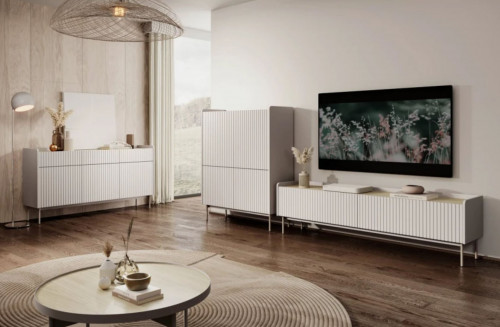 Тумба под телевизор Perfect Home Левел / Level 2-дверная 2D/153 Беж/дуб сканди