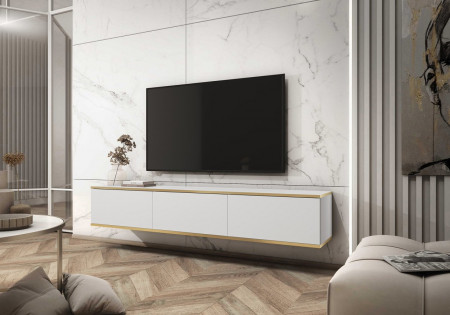 Тумба под ТВ навесная Perfect Home Оро / Oro RTV175 3-дверная Белый