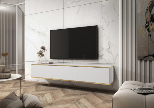 Тумба под ТВ навесная Perfect Home Оро / Oro RTV175 3-дверная Белый