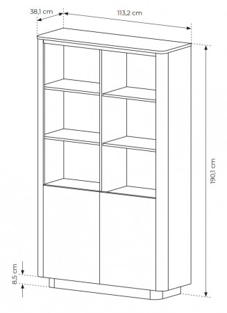 Стеллаж двухдверный Perfect Home Torro 2D/113 Дуб кремона