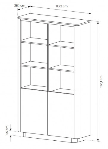 Стеллаж двухдверный Perfect Home Torro 2D/113 Дуб кремона