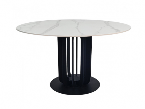 Стол не раскладной INI- OLYMPIA CERAMIC д. 130 белый мат/ черный  