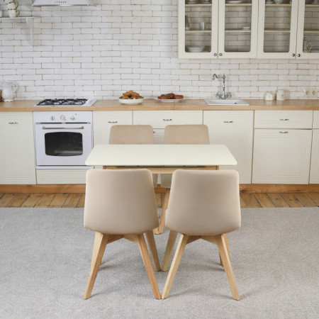 Кухонный комплект Ont- Алонзо 100 бежевый раздвижной стол + 4 стула Дарио