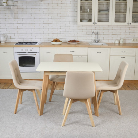 Кухонный комплект Ont- Алонзо 100 бежевый раздвижной стол + 4 стула Дарио