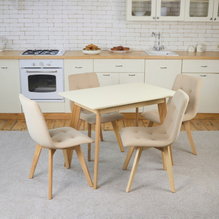 Кухонный комплект Ont- Алонзо 100 бежевый раздвижной стол + 4 стула Дарио
