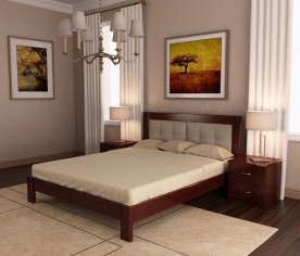 Кровать двуспальная деревянная AWD- Неаполь (с мягкой вставкой)