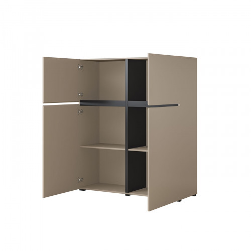 Комод высокий  на 4 двери Helvetia CROSS 24CWMY76 (конго -черный)