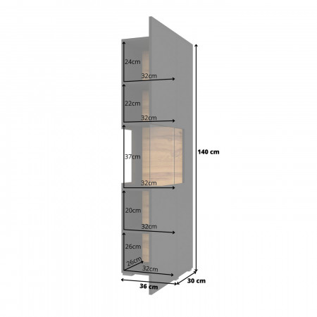 Витрина на 1 дверь в гостиную Helvetia AVA 24WNLM05 (черный-дуб вотан/черный)