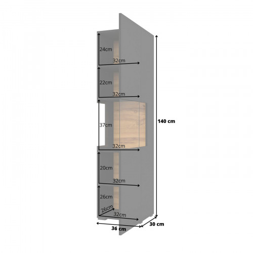 Витрина на 1 дверь в гостиную Helvetia AVA 24WNLM05 (черный-дуб вотан/черный)