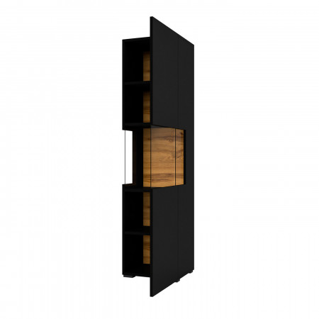 Витрина на 1 дверь в гостиную Helvetia AVA 24WNLM05 (черный-дуб вотан/черный)