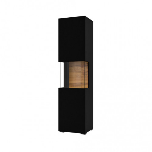 Витрина на 1 дверь в гостиную Helvetia AVA 24WNLM05 (черный-дуб вотан/черный)