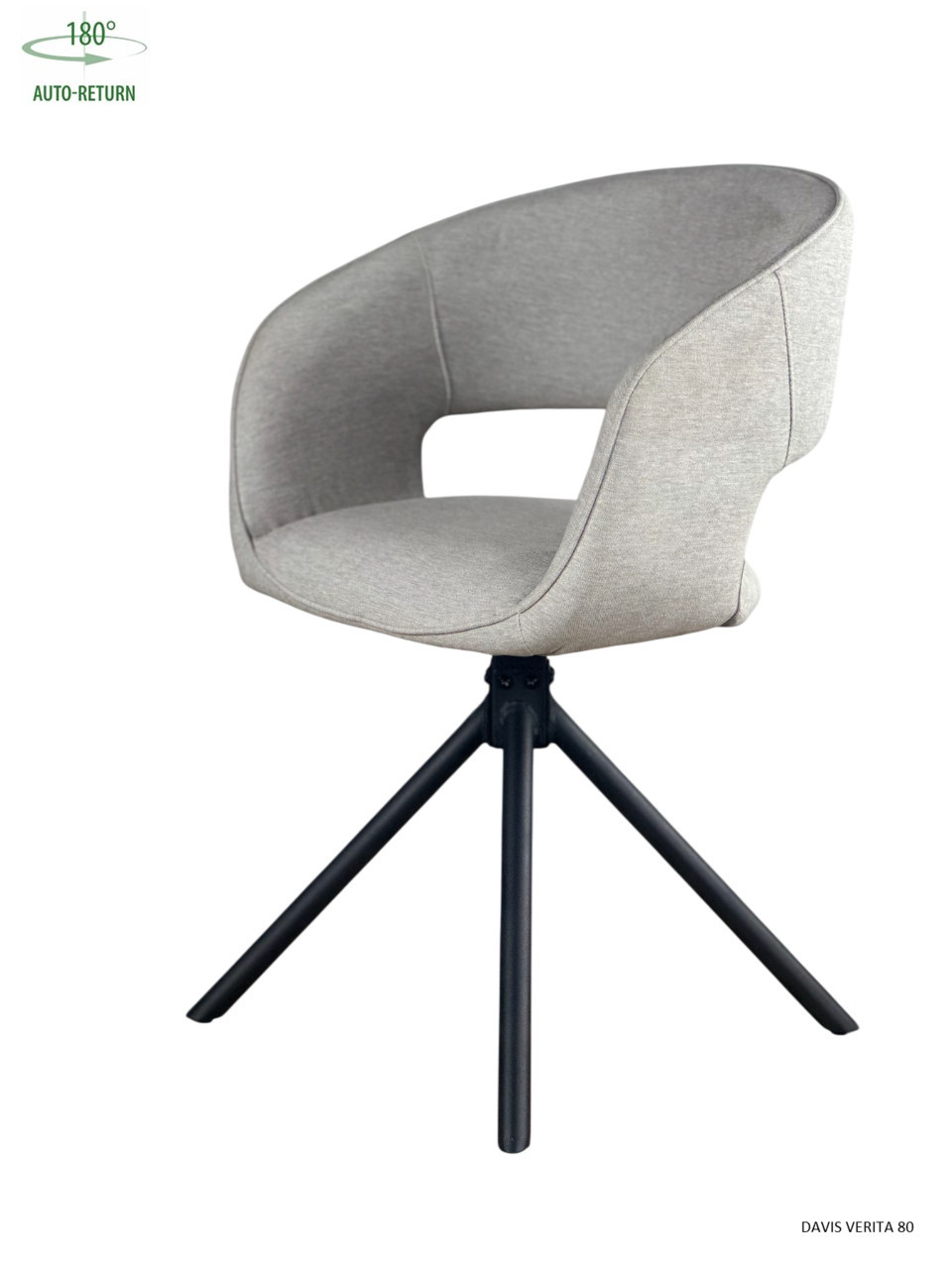 Стул обеденный с автоповоротом HOLLY Perfect (серый/черный)