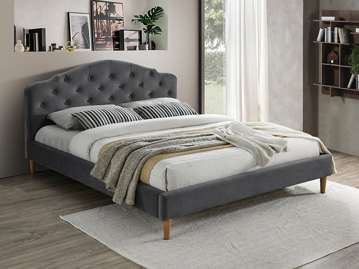 Кровать двуспальная SIGNAL Chloe VELVET 160х200 (серый)