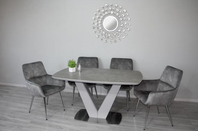 Стол обеденный модерн premium  Evro- California T7242 Light Grey Satin 140*80*76 