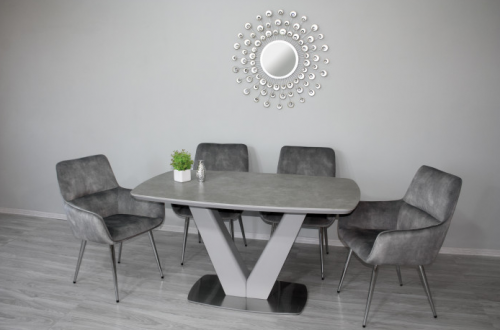 Стол обеденный модерн premium  Evro- California T7242 Light Grey Satin 140*80*76 