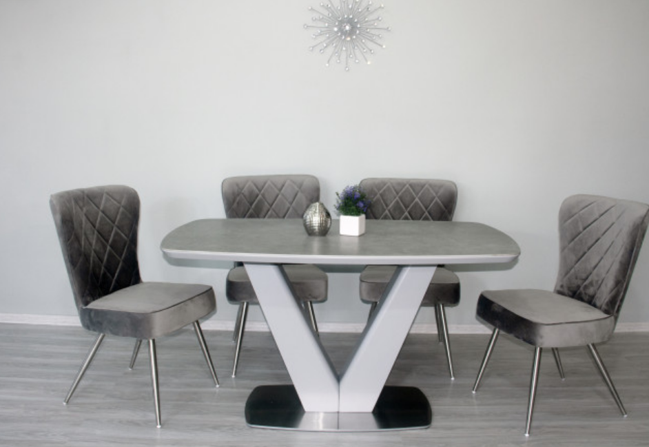 Стол обеденный модерн premium  Evro- California T7242 Light Grey Satin 140*80*76 