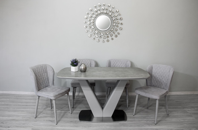 Стол обеденный модерн premium  Evro- California T7242 Light Grey Satin 140*80*76 