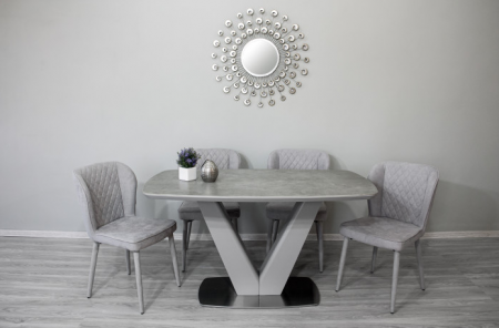 Стол обеденный модерн premium  Evro- California T7242 Light Grey Satin 140*80*76 