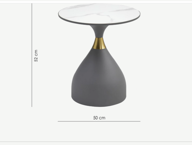 Стол кофейный CRV- Bliss, Arctic ice top grey base with gold strip 50*50 см