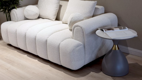 Стол кофейный CRV- Bliss, Arctic ice top grey base with gold strip 50*50 см