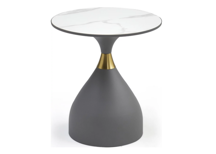 Стол кофейный CRV- Bliss, Arctic ice top grey base with gold strip 50*50 см