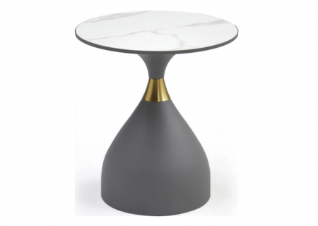 Стол кофейный CRV- Bliss, Arctic ice top grey base with gold strip 50*50 см