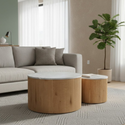 Журнальный столик INI- VERMONT  серый эффект мрамора/ дуб (к-кт)