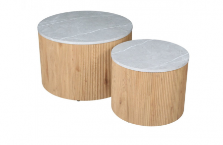 Журнальный столик INI- VERMONT  серый эффект мрамора/ дуб (к-кт)