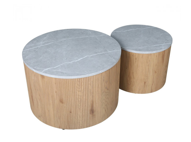 Журнальный столик INI- VERMONT  серый эффект мрамора/ дуб (к-кт)