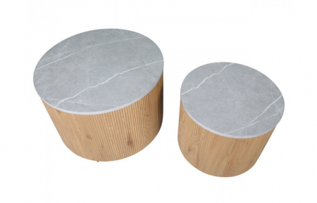 Журнальный столик INI- VERMONT  серый эффект мрамора/ дуб (к-кт)