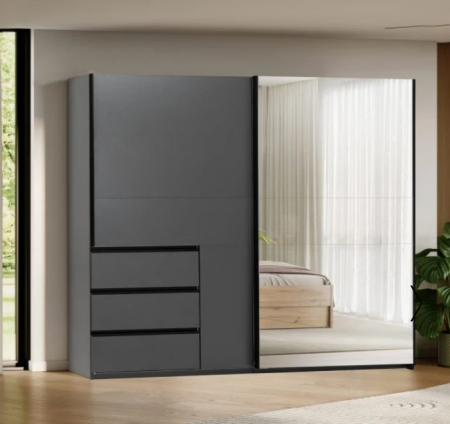 Шкаф - купе MRK- Вильма 1,75; 2,15; 2,5м Графит/Зеркало