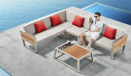 Угловой комплект для отдыха Higold York (серый) 2017320