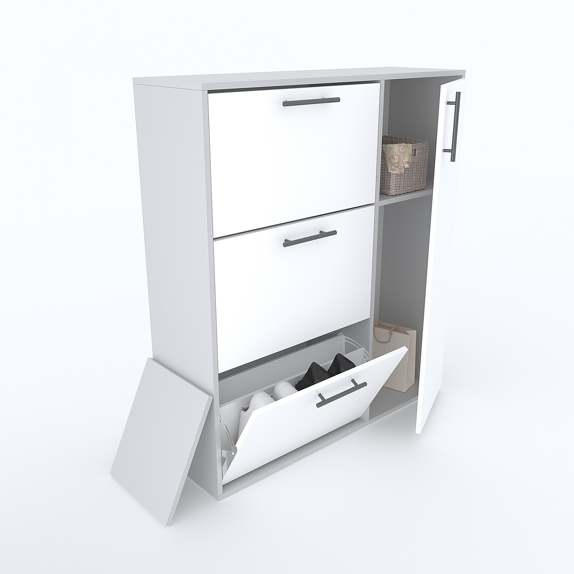 Тумба для обуви 116х105х32 см KOD- ОП-4 (белый фасад)