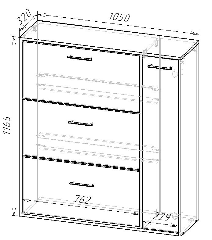Тумба для обуви 116х105х32 см KOD- ОП-4 (белый фасад)