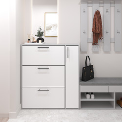 Тумба для обуви 116х105х32 см KOD- ОП-4 (белый фасад)